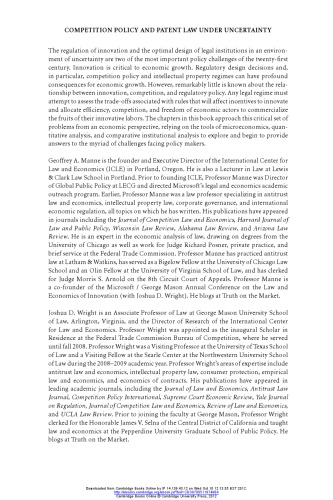 Competition Policy and Patent Law Under Uncertainty: Regulating Innovation