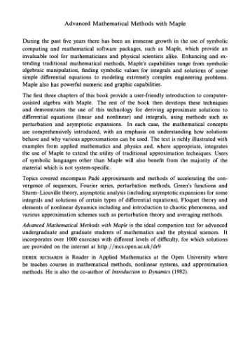 Advanced mathematical methods with Maple