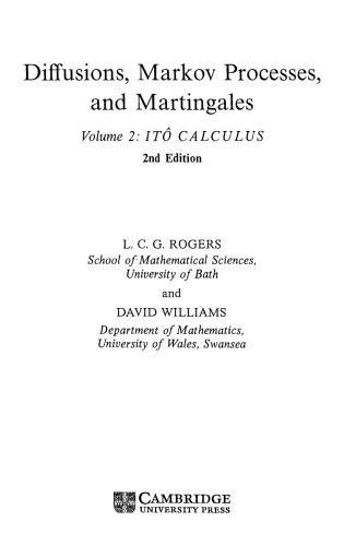 Diffusions, Markov Processes, and Martingales