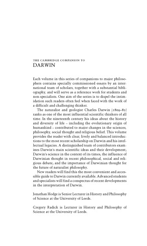 The Cambridge Companion to Darwin (Cambridge Companions to Philosophy) 1st ed