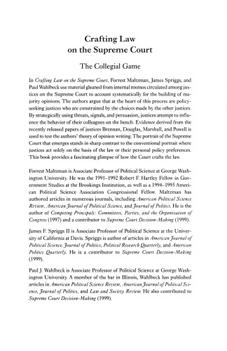 Crafting Law on the Supreme Court: The Collegial Game
