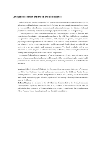 Conduct Disorders in Childhood and Adolescence