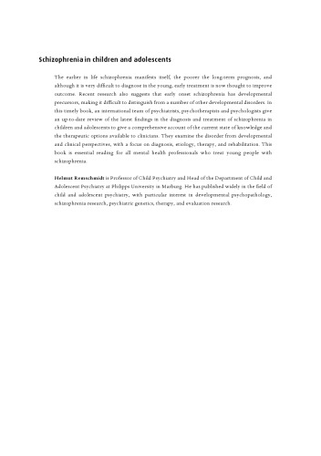 Schizophrenia in Children and Adolescents
