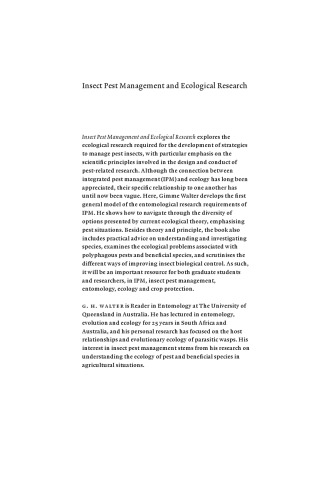 Insect Pest Management and Ecological Research