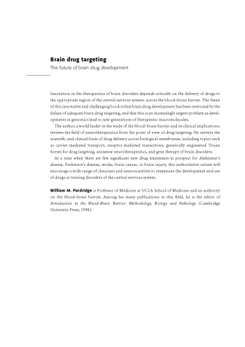 Brain Drug Targeting: The Future of Brain Drug Development