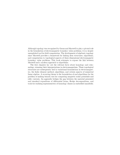 Electromagnetic theory and computation: a topological approach