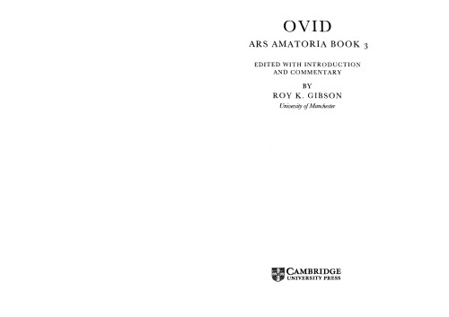 Ovid: Ars Amatoria, Book 3