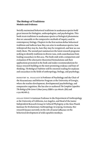 The Biology of Traditions: Models and Evidence