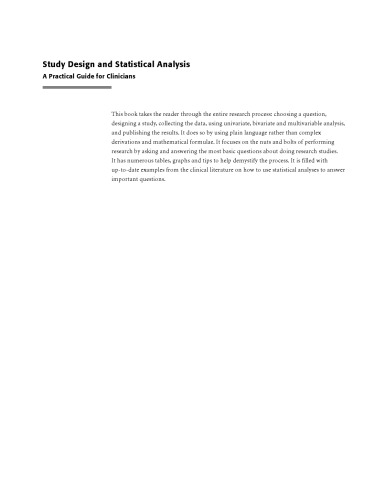Study Design and Statistical Analysis: A Practical Guide for Clinicians