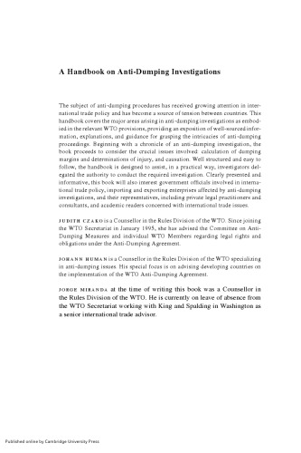 A Handbook on Anti-Dumping Investigations