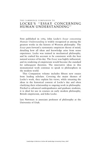 The Cambridge companion to Locke's "Essay concerning human understanding"
