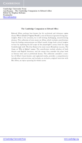 The Cambridge Companion to Edward Albee (Cambridge Companions to Literature)