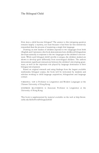 The Bilingual Child: Early Development and Language Contact (Cambridge Approaches to Language Contact)