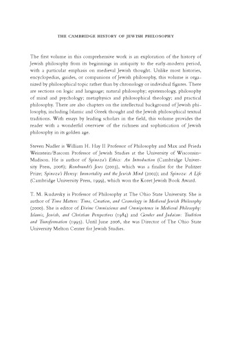 The Cambridge History of Jewish Philosophy: From Antiquity through the Seventeenth Century (Volume 1)