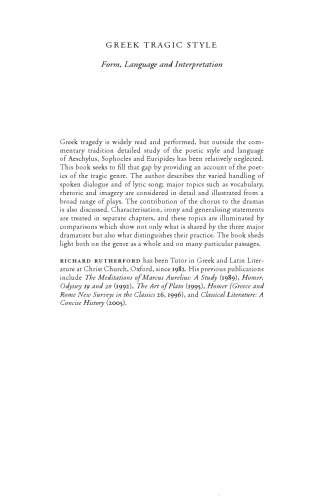 Greek Tragic Style: Form, Language and Interpretation