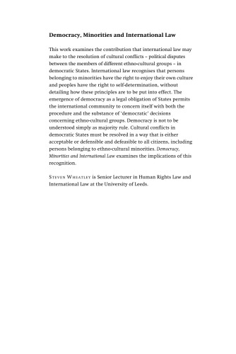 Democracy, Minorities and International Law