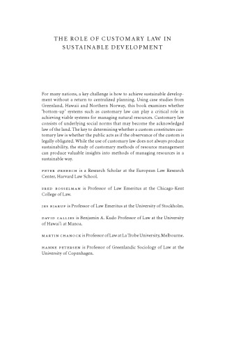 The Role of Customary Law in Sustainable Development