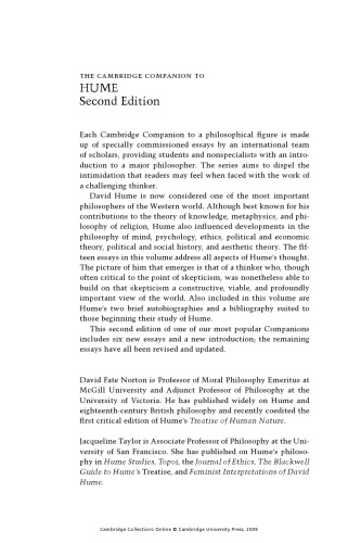 The Cambridge Companion to Hume 2nd Edition (Cambridge Companions to Philosophy)