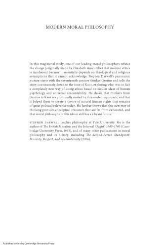 Modern Moral Philosophy: From Grotius to Kant