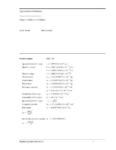 Applied Quantum Mechanics