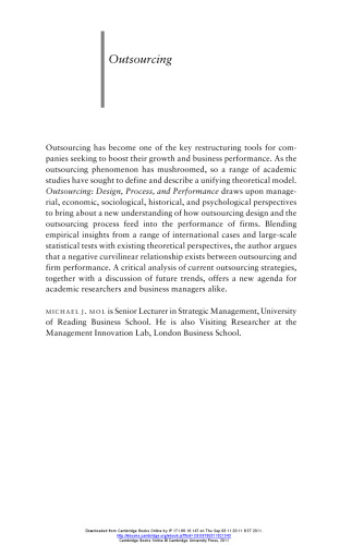 Outsourcing: Design, Process and Performance