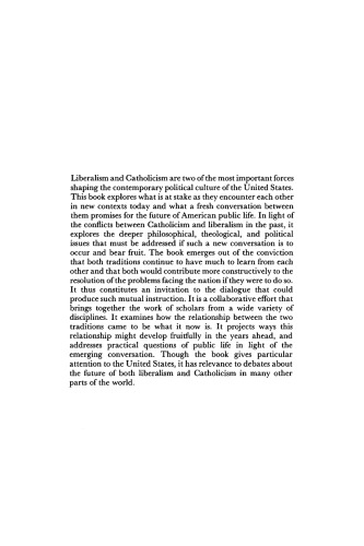 Catholicism and Liberalism: Contributions to American Public Policy