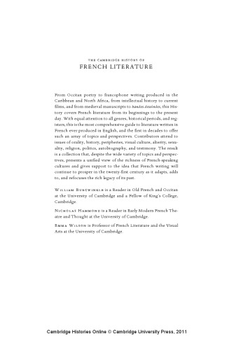 The Cambridge History of French Literature