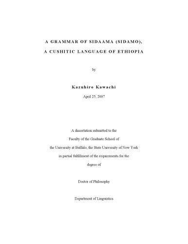A grammar of Sidaama (Sidamo), a Cushitic language of Ethiopia