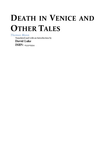 Death in Venice and Other Stories