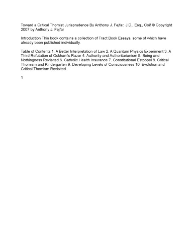 Toward a Critical Thomist Jurisprudence