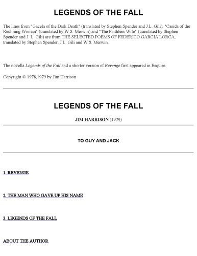 Legends of the Fall (Paladin Books)