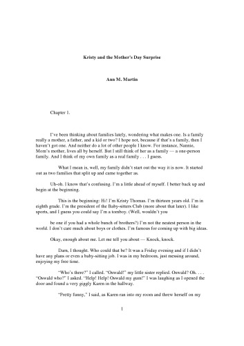 Kristy and the Mother's Day Surprise (Baby-Sitters Club, No. 24)