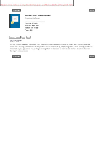 Visual Basic 2005 : a developer's notebook