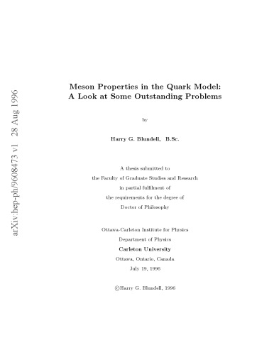 Meson properties in the quark model : a look at some outstanding problems