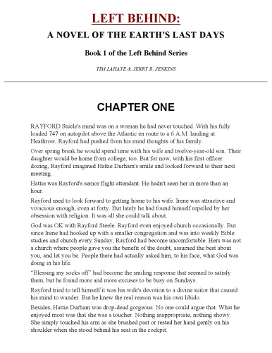 A Novel of the Earth's Last Days (Left Behind 01)