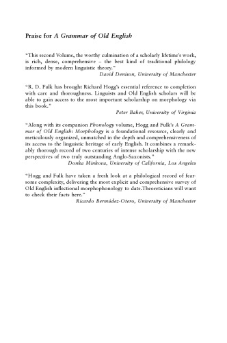 A Grammar of Old English: Morphology