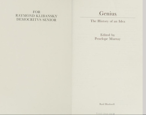 Genius: History of an Idea
