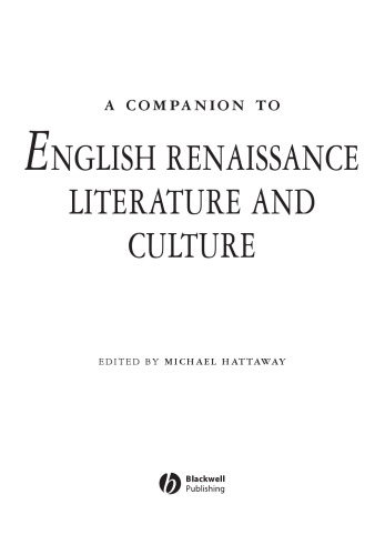 A Companion To English Renaissance Literature And Culture