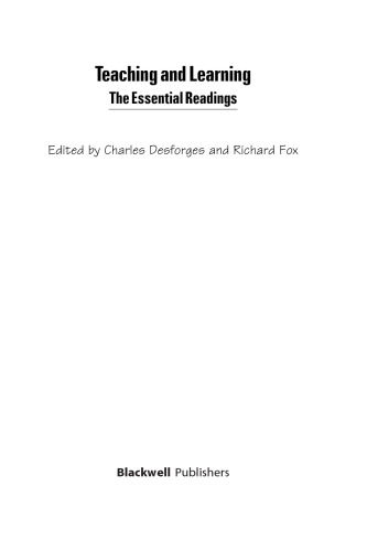 Teaching and Learning: The Essential Readings (Essential Readings in Developmental Psychology)