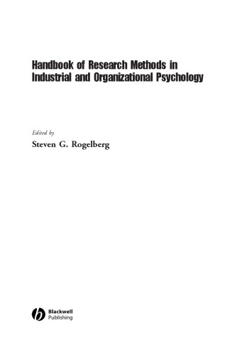 Handbook of Research Methods in Industrial and Organizational Psychology