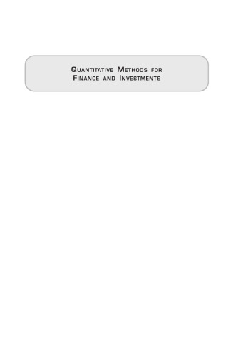 Quantitative Methods for Finance and Investments