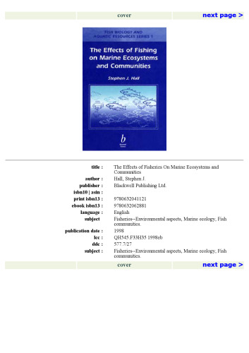 Effects of Fishing on Marine Ecosystems and Communities (Fish and Aquatic Resources)