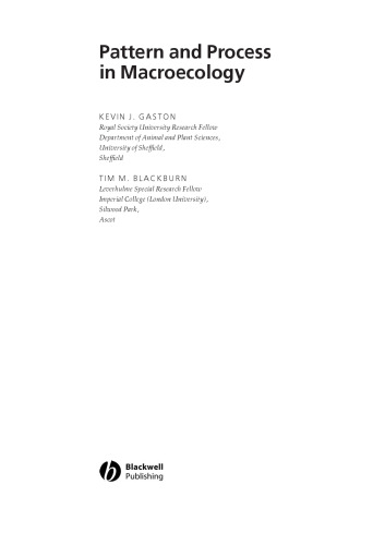 Pattern and Process in MacroEcology