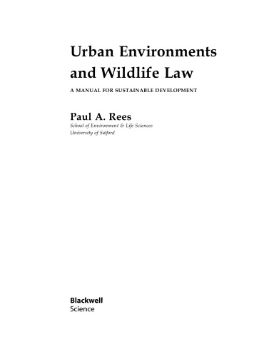 Urban Environments and Wildlife Law: A Manual for Sustainable Development