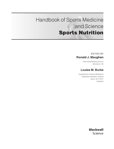 Sports Nutrition (Handbook of Sports Medicine and Science)