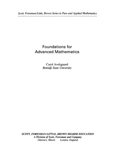 Foundations for Advanced Mathematics