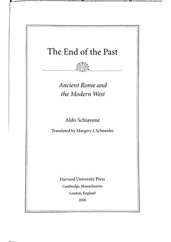 The End of the Past: Ancient Rome and the Modern West