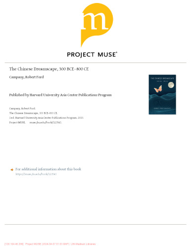 The Chinese Dreamscape, 300 BCE–800 CE (Harvard-Yenching Institute Monograph Series)