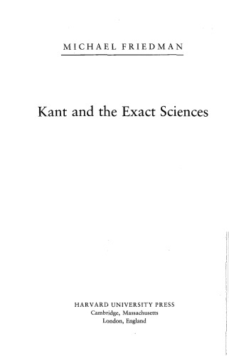Kant and the Exact Sciences