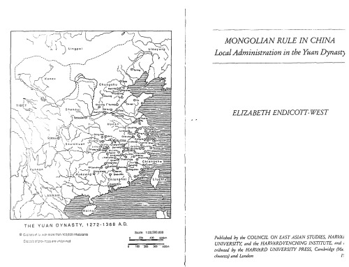 Mongolian rule in China: local administration in the Yuan Dynasty
